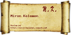 Miron Kelemen névjegykártya